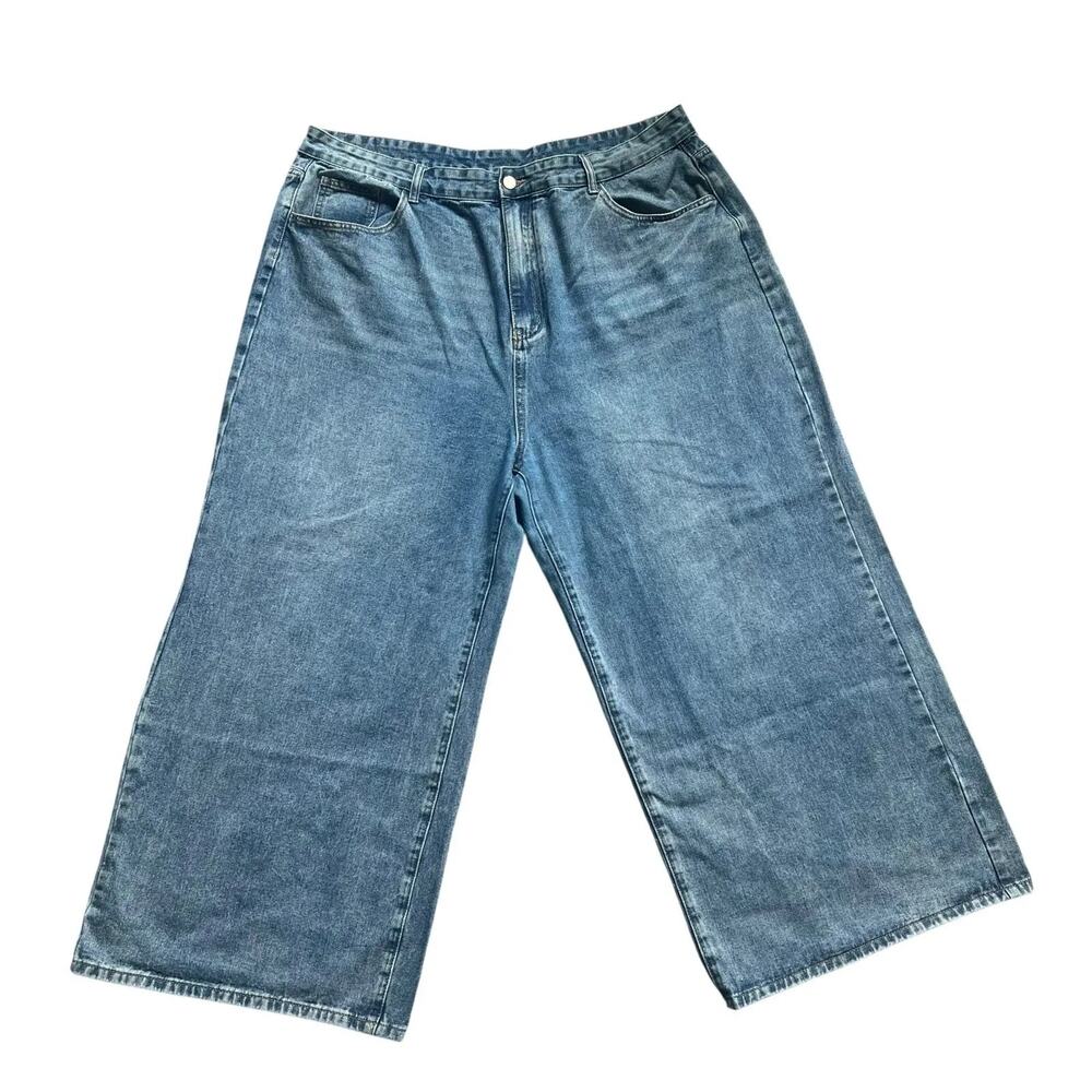 Cider Jeans Womens 3XL Blue Wide Leg High Rise Relaxed Plus Denim Casual